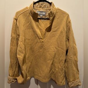 Orvis Mustard Yellow Quarter Zip with Paisley Pattern Cotton Pullover Sweater XL